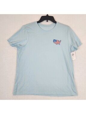 NWT Huk Women's American Huk Tee Fishing Light Blue Casual Holiday Shirt